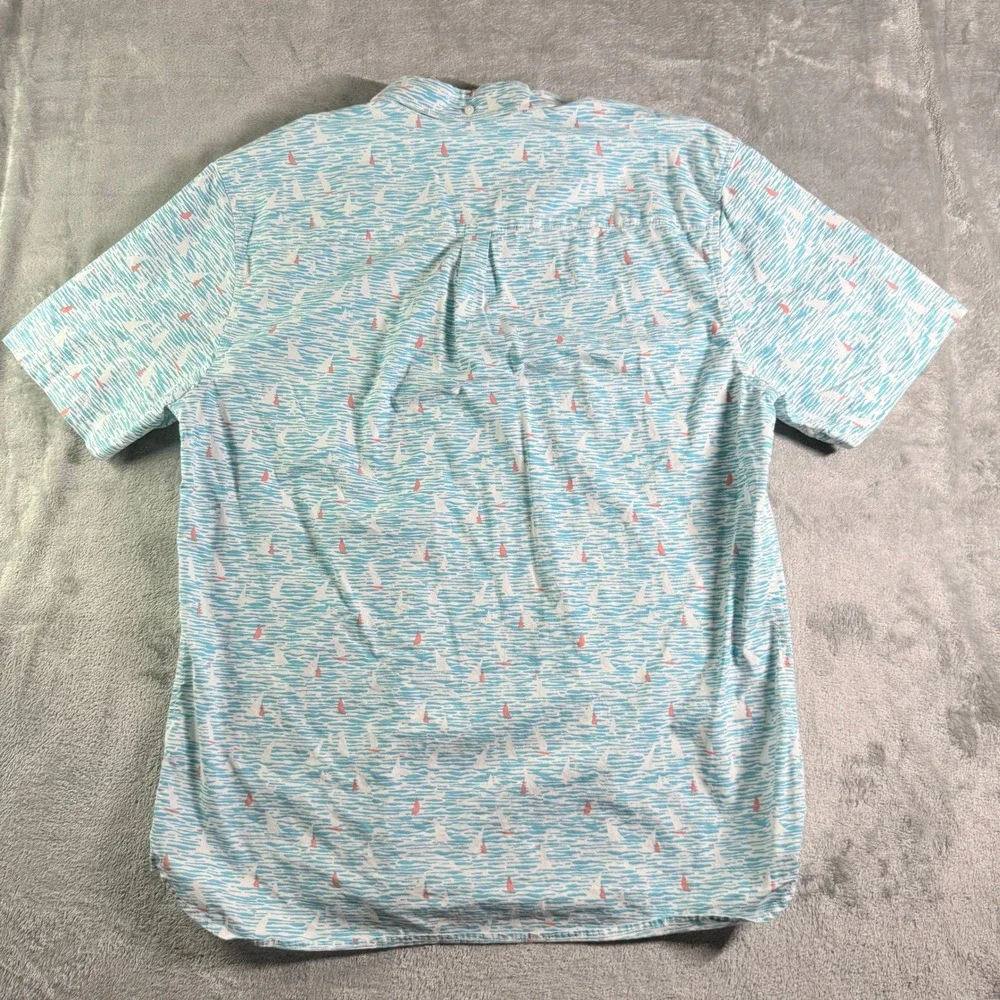 Chubbies Short Sleeve Button Up Shirt Sailboat Wave Print Mens Large (read) - Picture 6 of 10